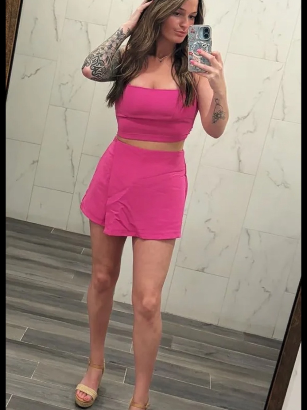 Lulu's Hot Pink Two-Piece Skort Set